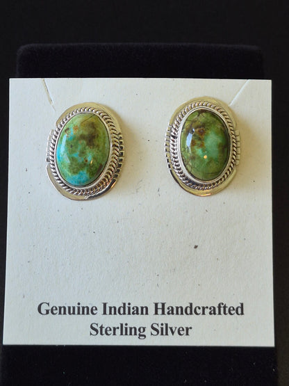 Large Turquoise and Sterling Silver Stud Earrings