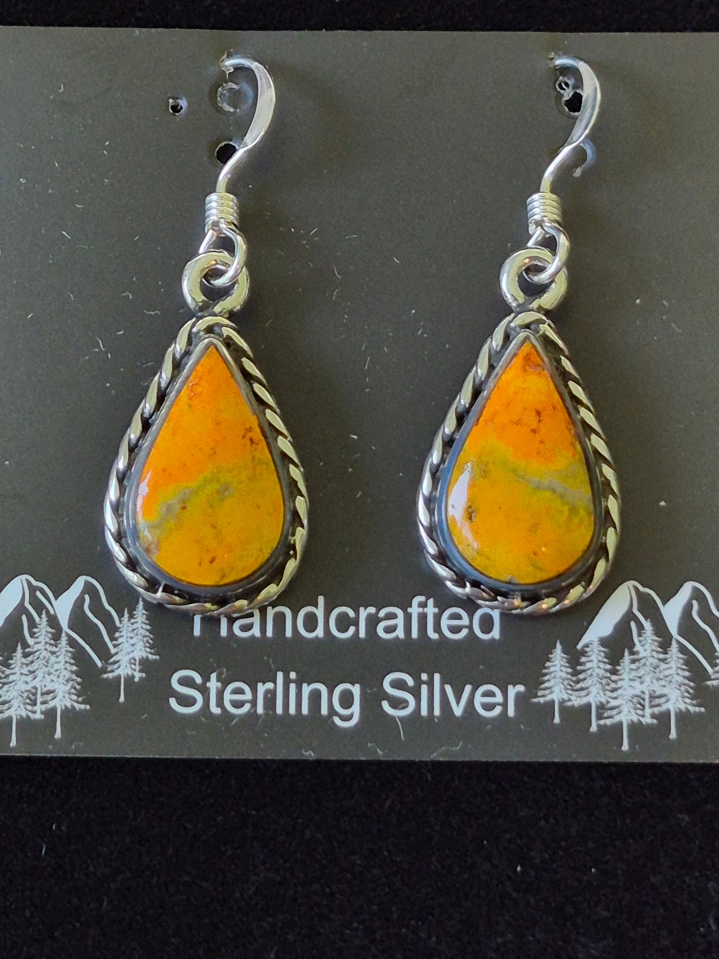 Bumblebee Jasper & Sterling Silver Earrings