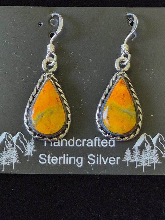 Bumblebee Jasper & Sterling Silver Earrings
