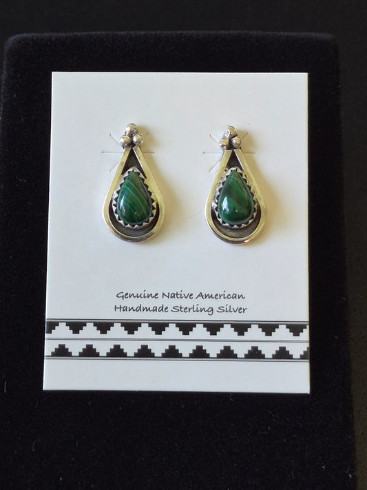 Malachite & Sterling Silver Stud Earrings
