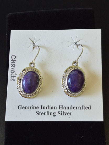 Charoite & Sterling Silver Earrings