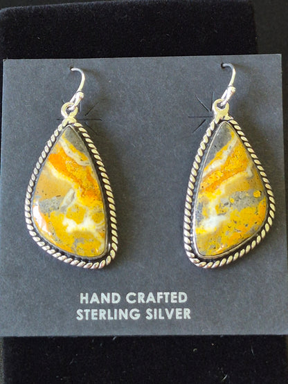 Bumblebee Jasper & Sterling Silver Earrings