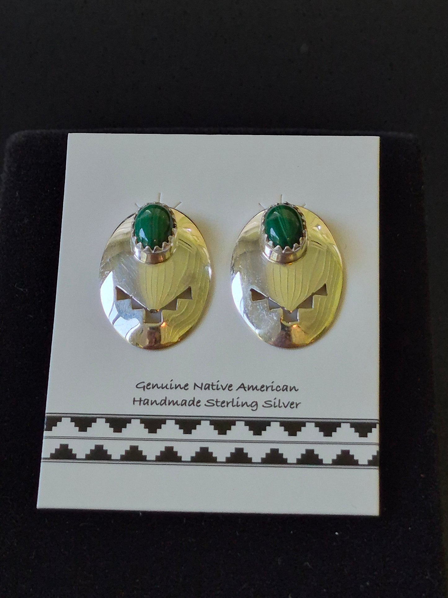 Sterling Silver & Malachite Post Earrings