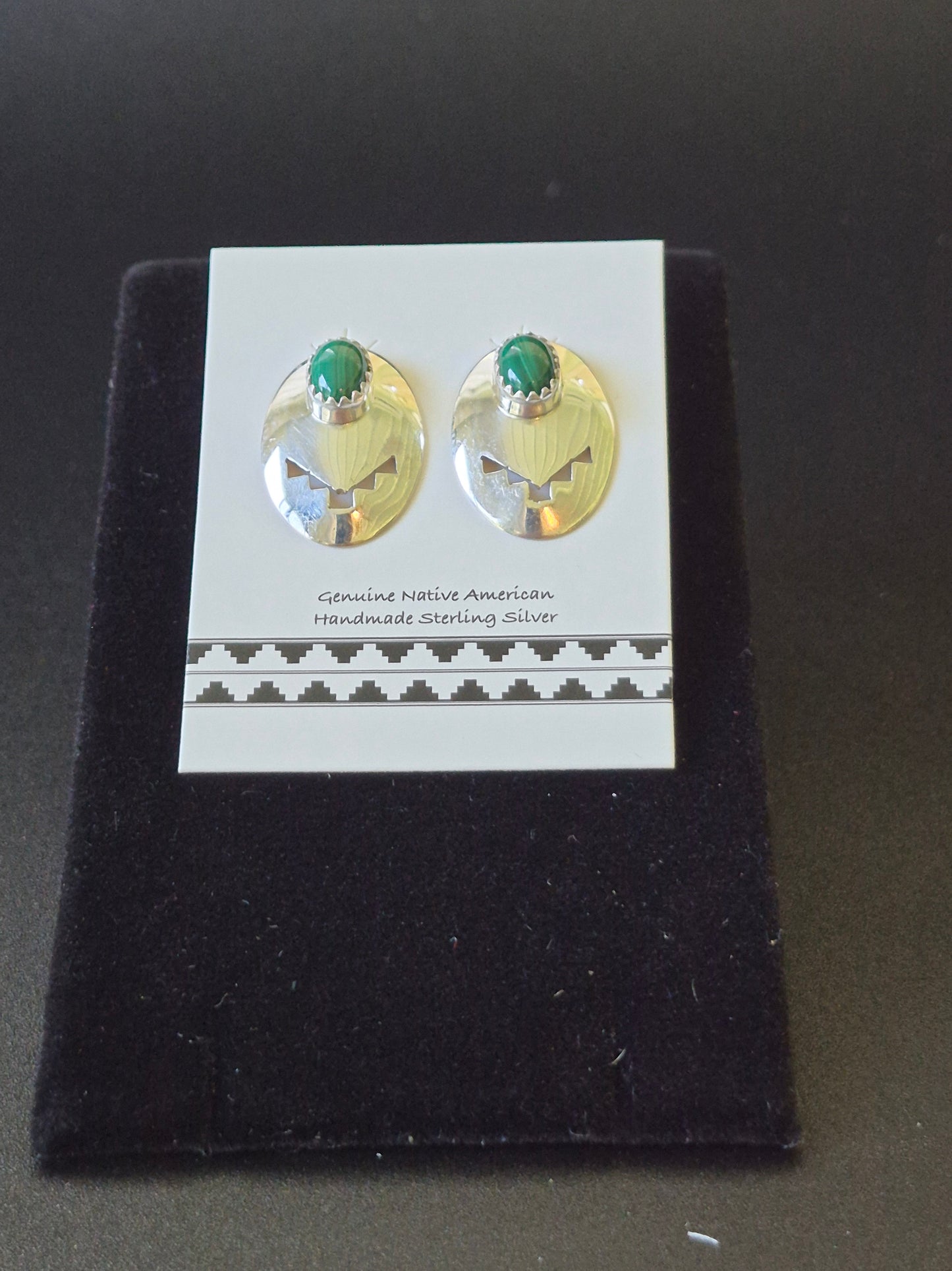 Sterling Silver & Malachite Post Earrings