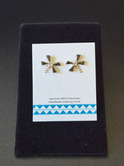 Onyx & Sterling Silver Dragonfly post Earrings