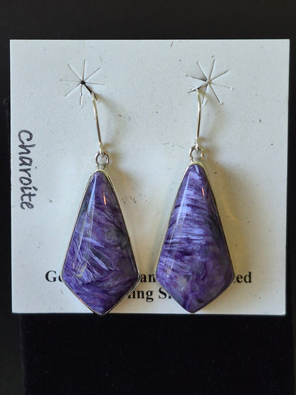 Charoite & Sterling Silver Earrings