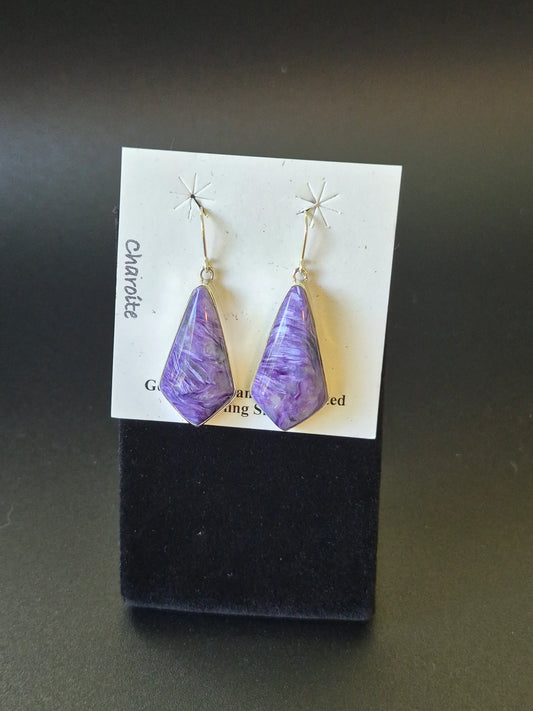 Charoite & Sterling Silver Earrings