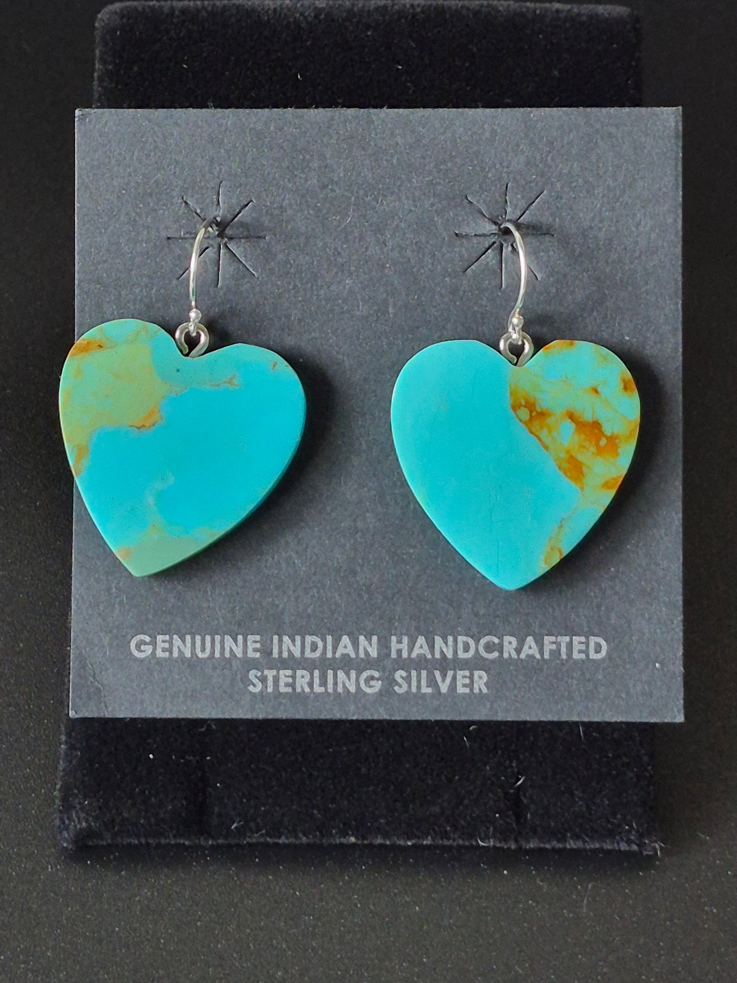Turquoise Slab Heart Earrings