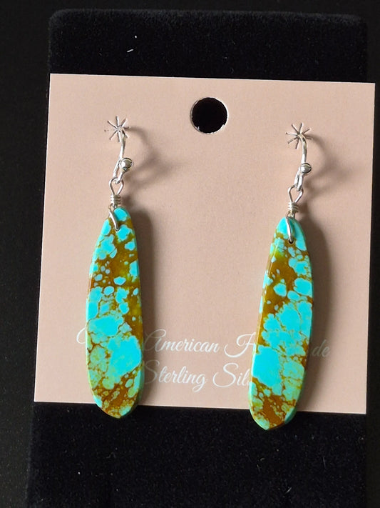 Narrow Turquoise Slab Earrings