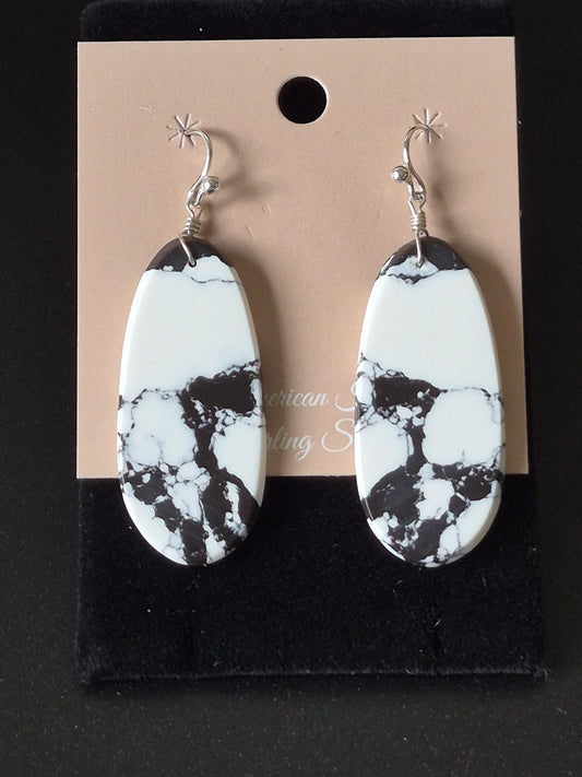 White Buffalo Turquoise Slab Earrings