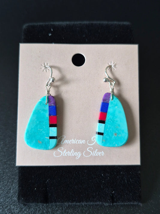 Turquoise Slab and Inlay Earrings