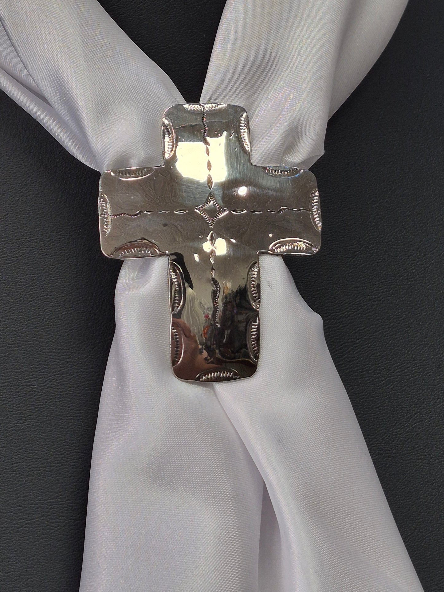 German Silver Cross Scarf Slide