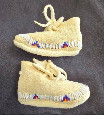 Baby Moccasins - Newborn (White/Blue)