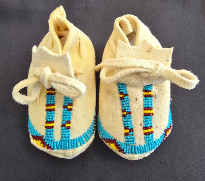 Baby Moccasins - 0-3mo. (Turq/Yellow/Mar)