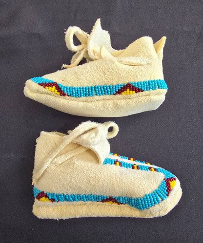 Baby Moccasins - 0-3mo. (Turq/Yellow/Mar)