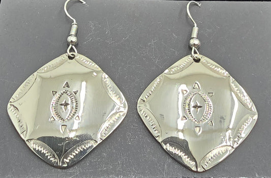 German Silver Earrings by Adam Caesar - Square