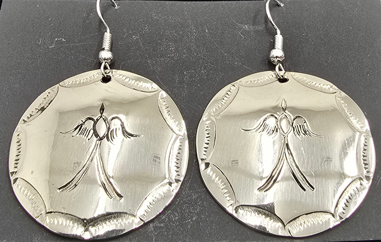 German Silver Waterbird Earrings by Adam Caesar - Round