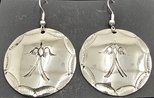 German Silver Waterbird Earrings by Adam Caesar - Round