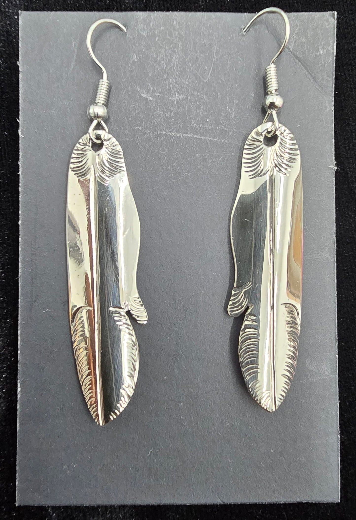 German Silver Feather Earrings by Adam Caesar