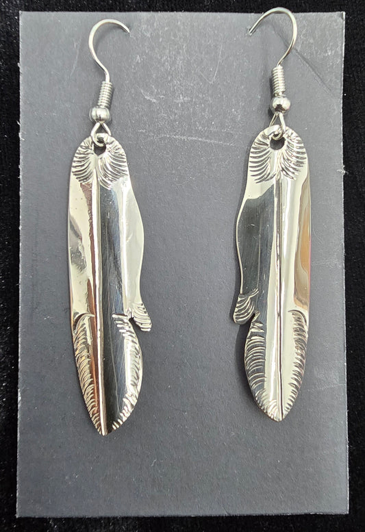 German Silver Feather Earrings by Adam Caesar