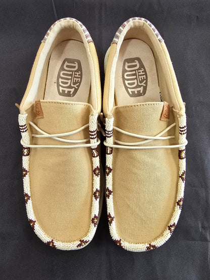 Beaded Hey Dude Shoes - Tan/Multicolored