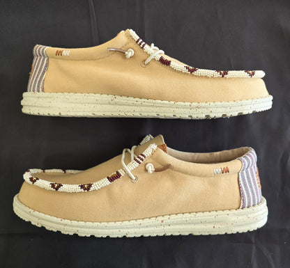 Beaded Hey Dude Shoes - Tan/Multicolored