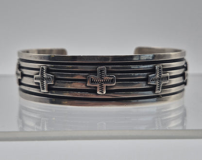 Sterling Silver Crosses Cuff Bracelet