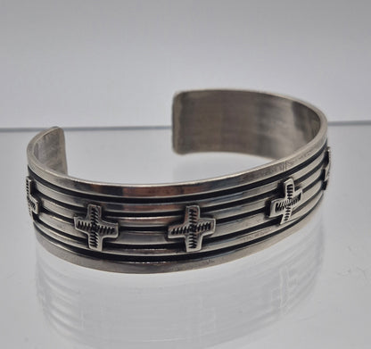 Sterling Silver Crosses Cuff Bracelet