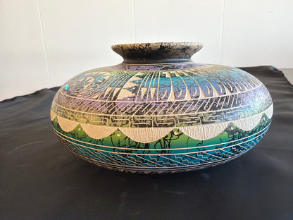 Horsehair Pottery- Myron Charlie ( Purple/green/blue) (Navajo)