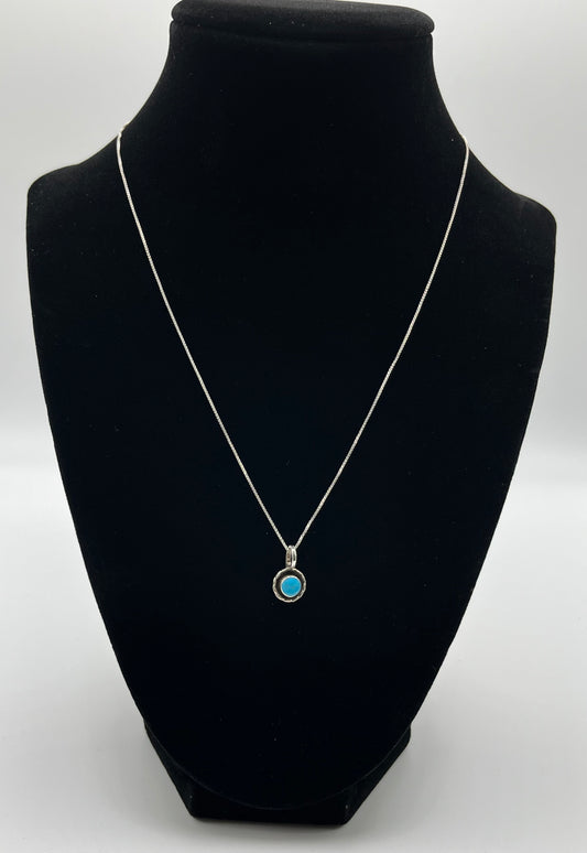 Turquoise and Sterling Silver Pendant with chain