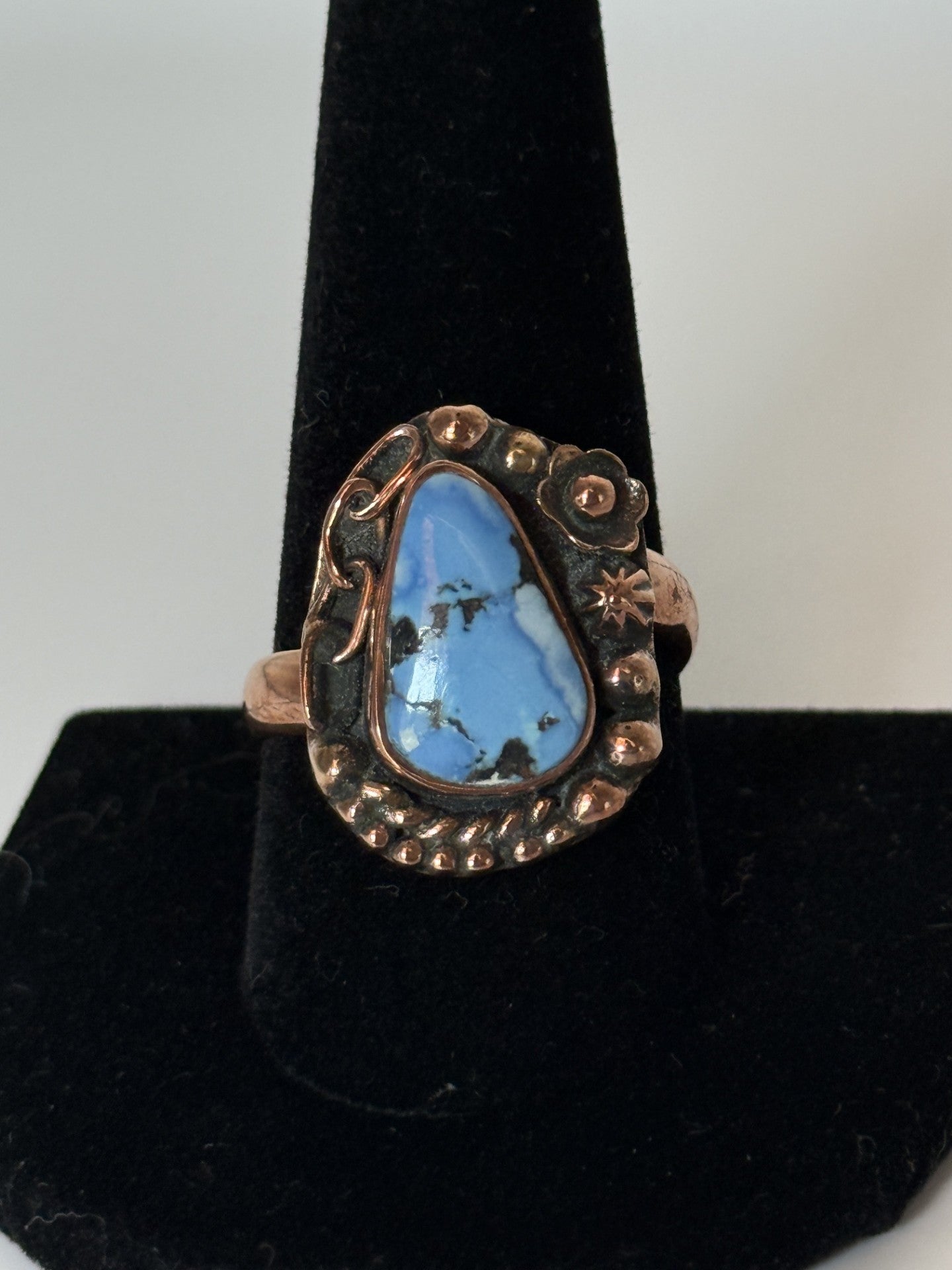 Golden Hills Turquoise & Copper Raindrop Ring - Size 11