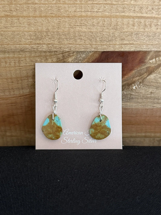 Turquoise & Sterling Silver Slab Dangle Earrings