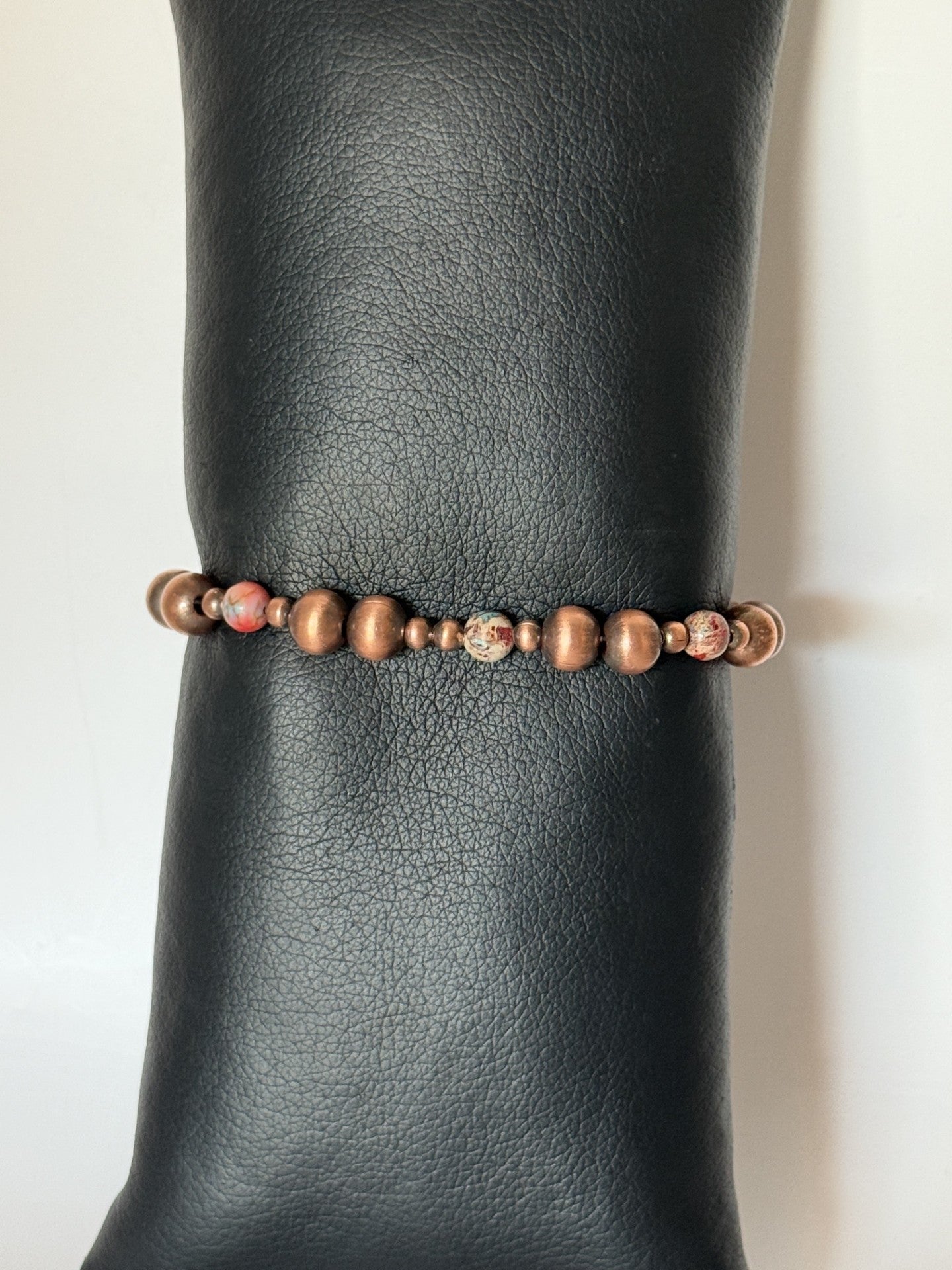Sediment Jasper & Copper Beaded Stretchy Bracelet