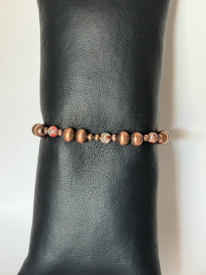 Sediment Jasper & Copper Beaded Stretchy Bracelet