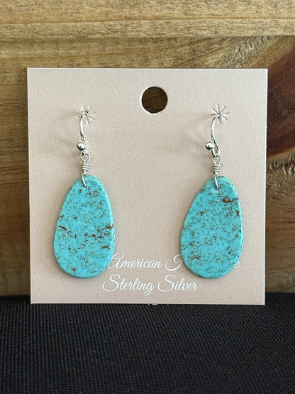 Turquoise & Sterling Silver Slab Dangle Earrings