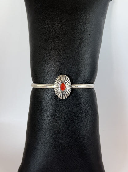 Coral & Sterling Silver Bracelet