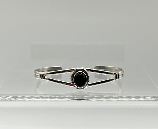 Sterling Silver Cuff Bracelet with Onyx
