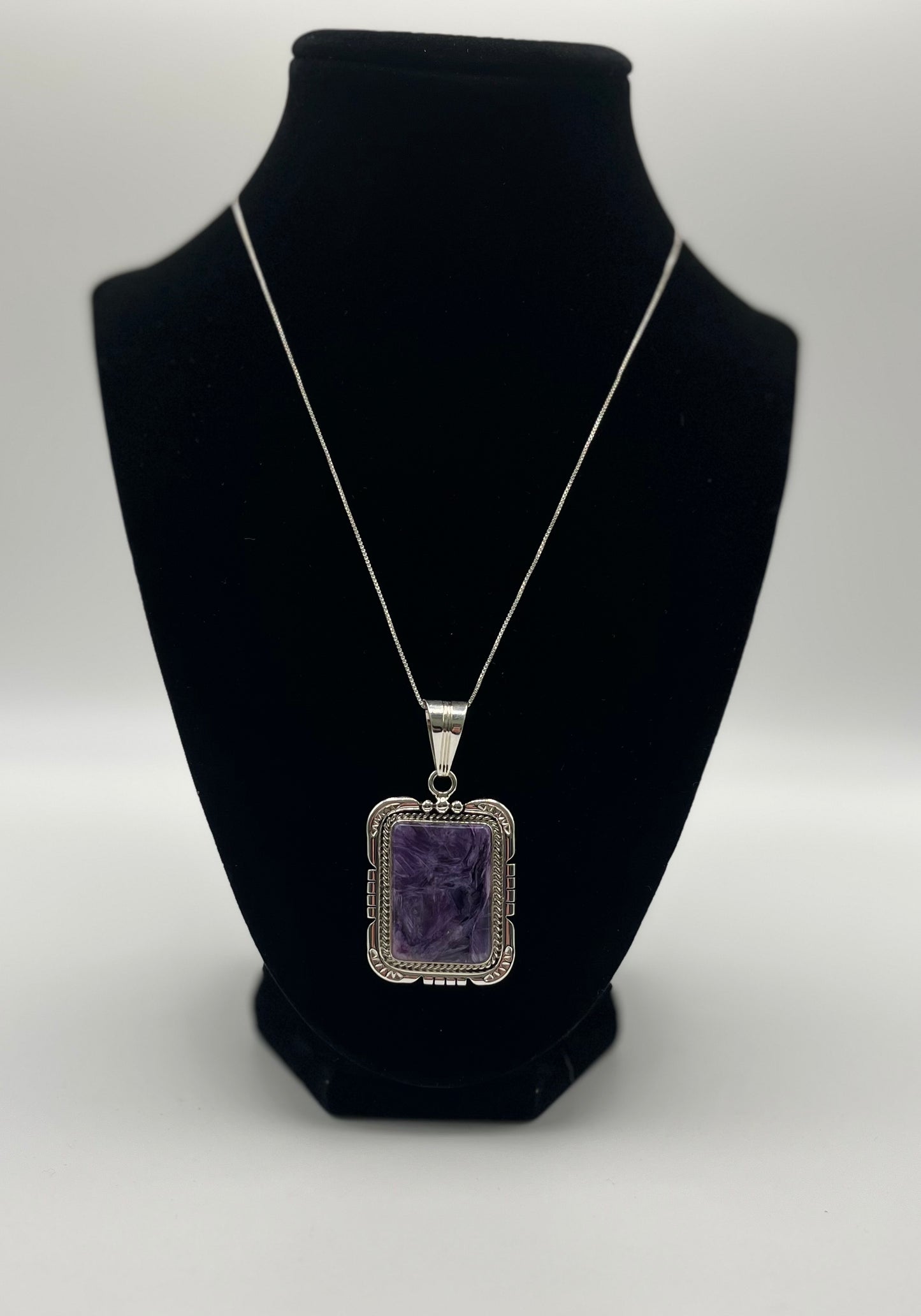 Charoite and Sterling Silver Pendant with chain