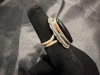Onyx/Sterling Silver Ring (Size 6 1/2)