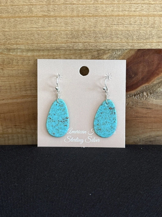 Turquoise & Sterling Silver Slab Dangle Earrings