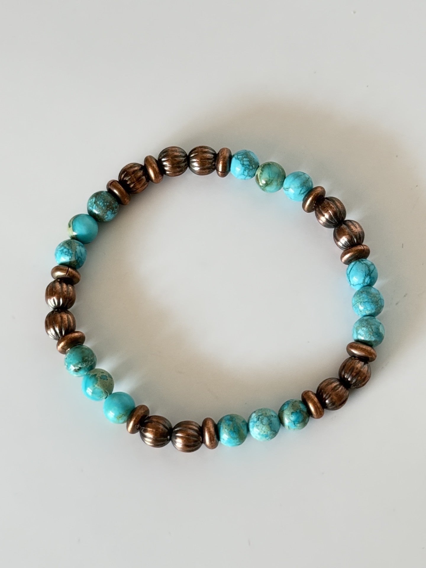 Sediment Jasper & Copper Beaded Stretchy Bracelet