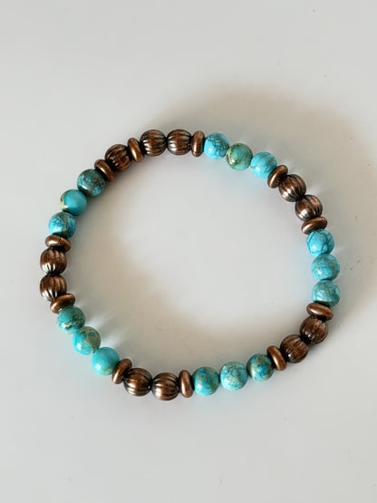 Sediment Jasper & Copper Beaded Stretchy Bracelet