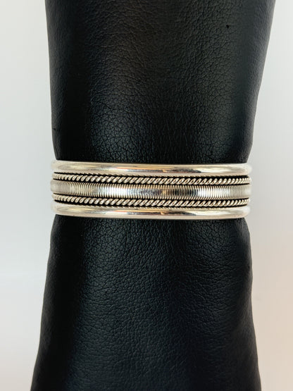Sterling Silver Cuff Twisted Edge Bracelet