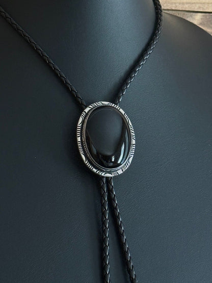 Onyx/Sterling Silver Bolo Tie