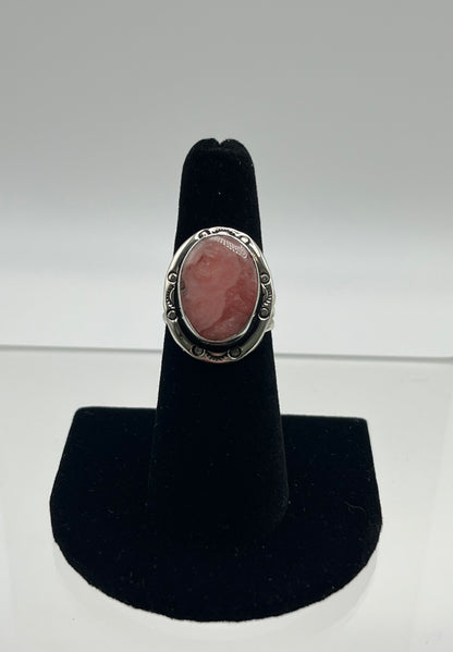 Rhodochrosite and Sterling Silver Ring Size 6.5