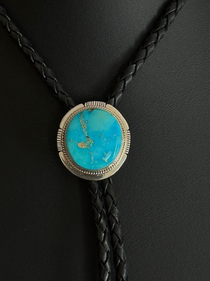 Kingman Turquoise/Sterling Silver Bolo Tie