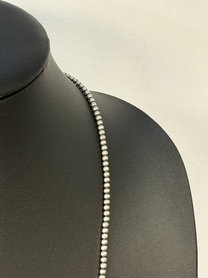 Navajo Pearl Sterling Silver Beaded Necklace - 3mm 30"