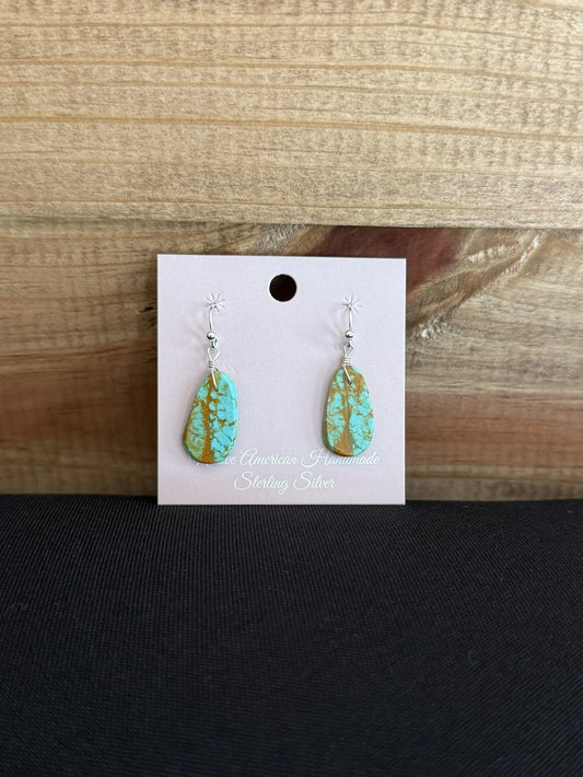 Turquoise & Sterling Silver Slab Dangle Earrings
