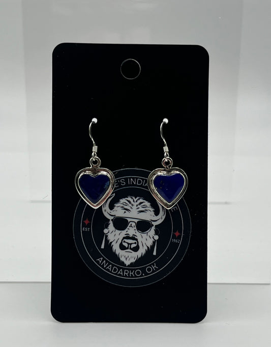 Lapis Lazuli and Sterling Silver Heart Shaped Earrings