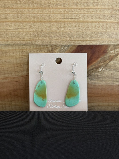 Turquoise & Sterling Silver Slab Dangle Earrings